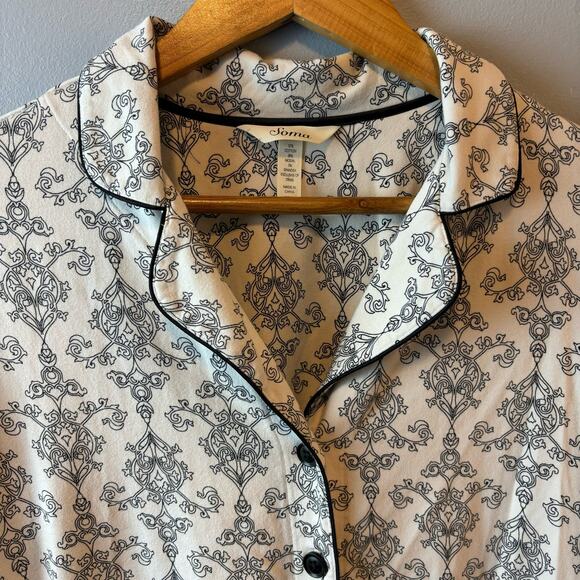 Soma PJ Top Cotton Modal Blend Button Front Medium - Picture 4 of 4